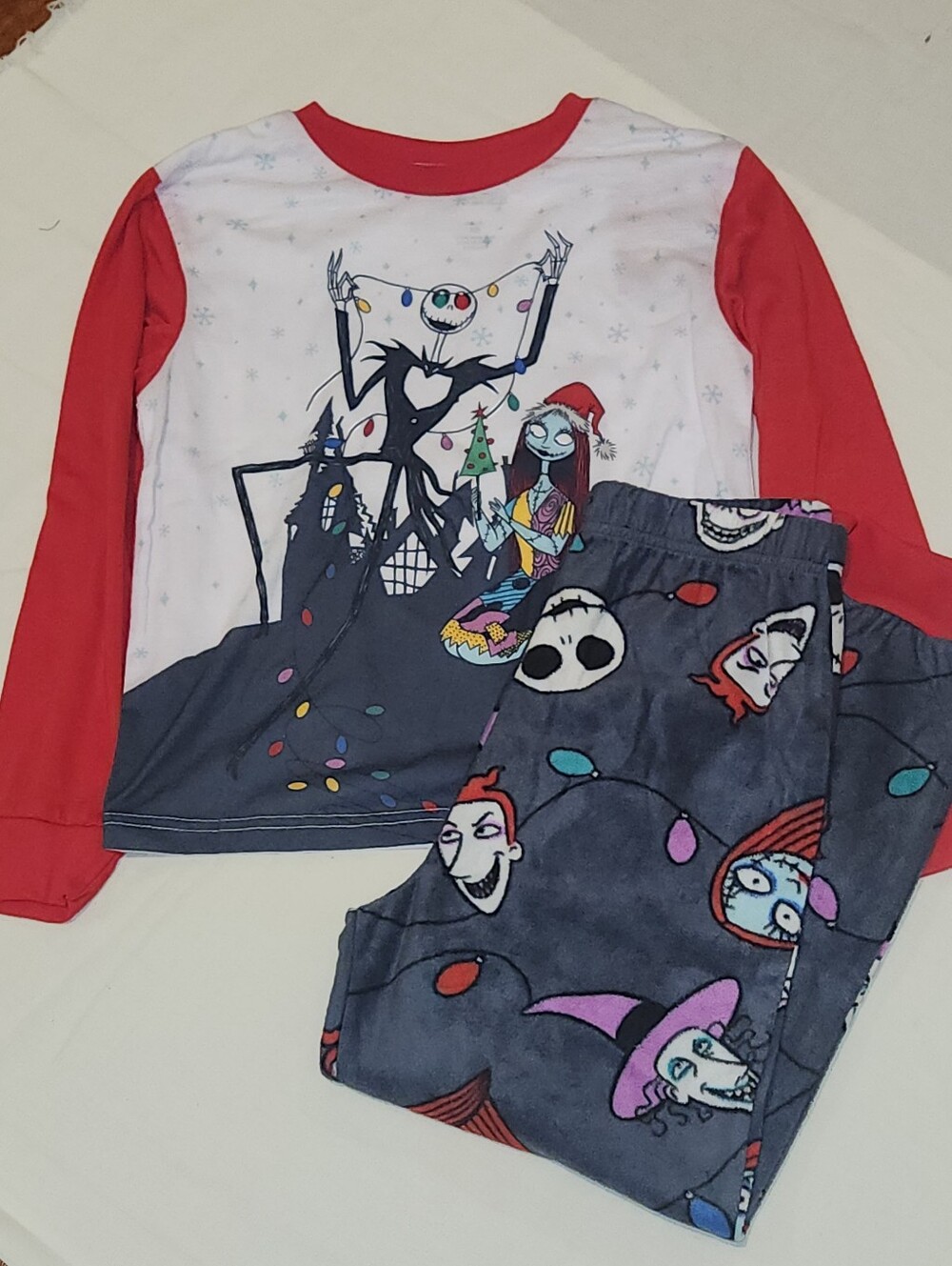 New Disney Jack Skellington and Sally Pajama Set, Size 10, Holiday, Christmas